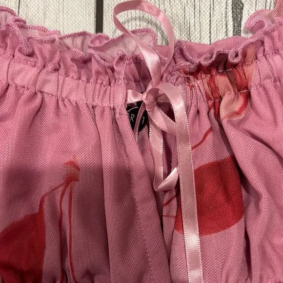 Forever 21 women’s size medium coquette cutie Pink Cherry Print Mini Dress - Picture 4 of 6